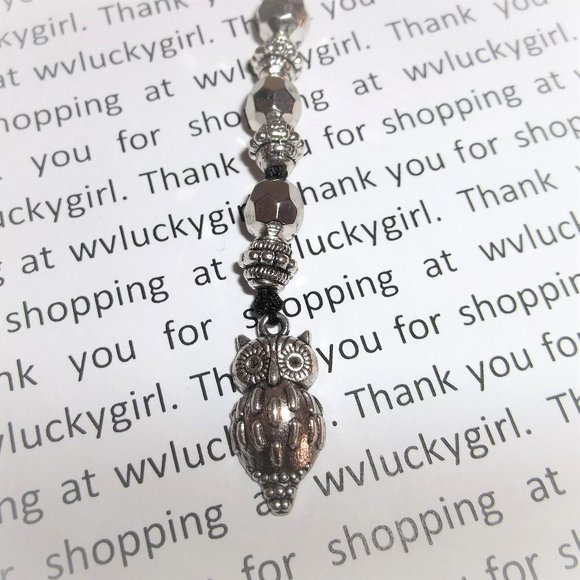 NWT Owl Bookmarker Bookmark Book Reading Gift Idea Beaded Handmade Silver 8156 - Picture 4 of 11